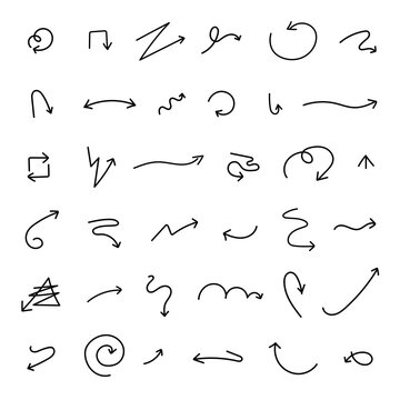 Hand drawn simple vector arrows set. vector illustration for web materials, graphic works, and cards. 