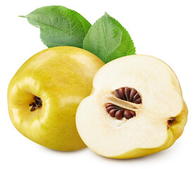 Fresh organic quince isolated on white background