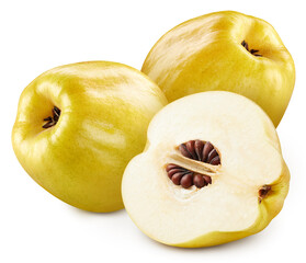 Fresh organic quince isolated on white background