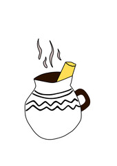 Caricatura de ponche de caña navideño mexicano