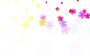 Light Blue, Yellow vector doodle backdrop with flowers.