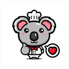 Vector design of cute koala character as a chef