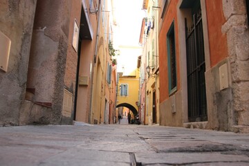 French Riviera Villefranche Sur Mer - narrow street in town
