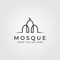 line art mosque building minimalist logo vector illustration design