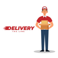 Delivery flat illustration with box