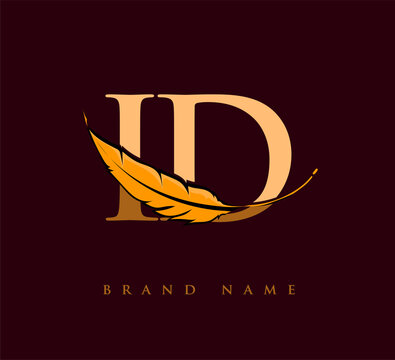 Initial letter ID logo with Feather Company Name, Simple and Clean Design.  Vector Logo for Business and Company Stock Vector | Adobe Stock