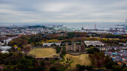 Skyline Aerial view in Yokohama