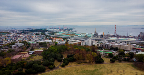 Skyline Aerial view in Yokohama