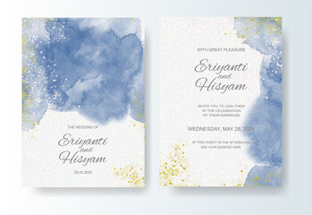 Wedding invitation with abstract splash watercolor