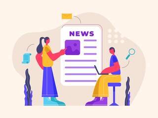Flat design news concept illustration
