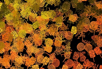 Dark Red, Yellow vector elegant template with trees, branches.