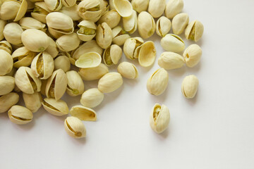 close up Pile of Pistachios isolated on white background.