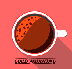 A cup of coffee. A coffee cup with coffee in it.