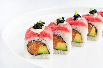 sushi set on the white background