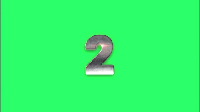 Animation silver Text countdown from 10 to 0 on green background.
