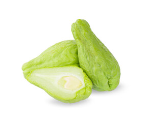 fresh chayote isolated on white background