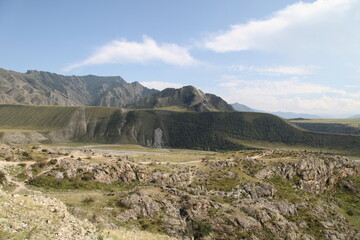 Altai mountains near the confluence of the Katun and Chuya rivers. A favorite scenic spot for...