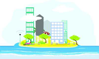 Fototapeta premium Future world, city of the sea Powered by clean energy