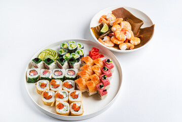sushi on the white background