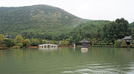 landscape of black dragon pool park in Li jiang city, yunnan , china