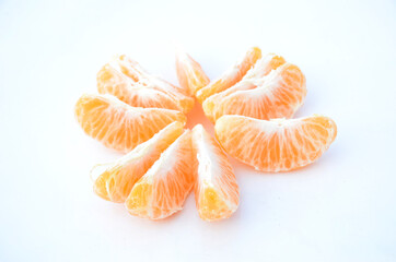 the ripe yellow peels orange isolated on white background.