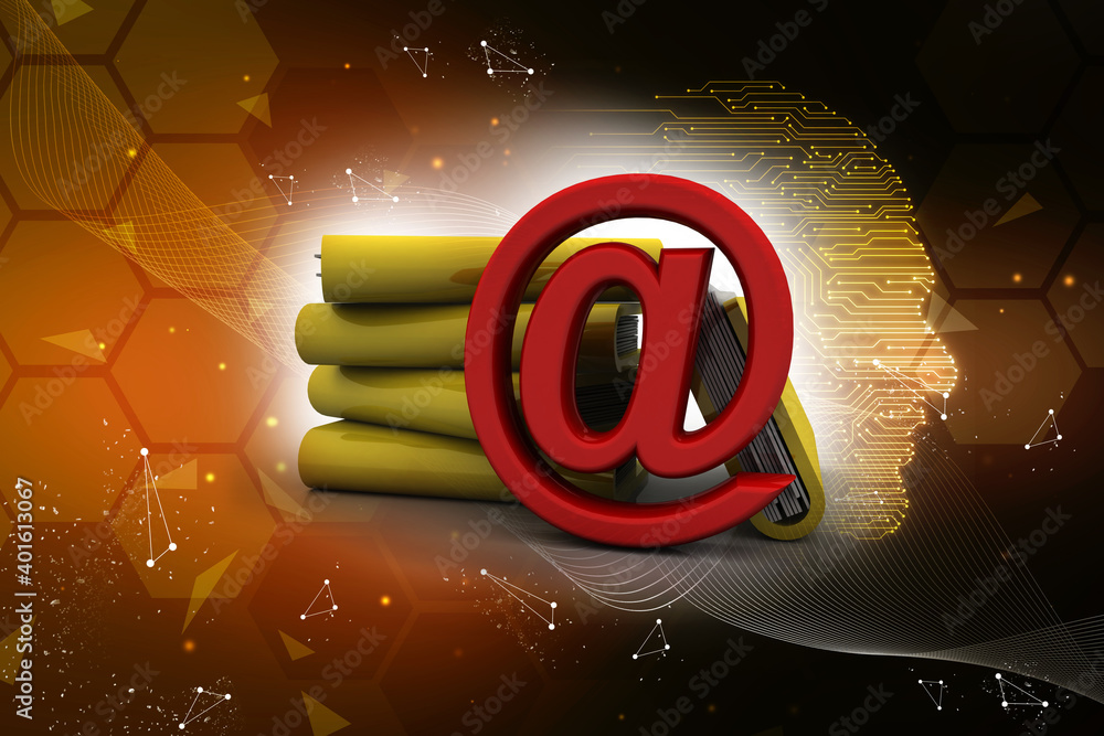 Poster 3d rendering folder icon email