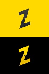 Z font letter logo, lightning flash power design. For energy labels, rock music posters, superhero print and more