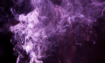 Fototapeta na wymiar Purple smoke isolated on black background. Abstraction