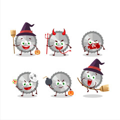 Halloween expression emoticons with cartoon character of hand saw