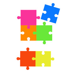 Color puzzle pieces.Jigsaw puzzle icon vector logo.Pieces of process diagram.