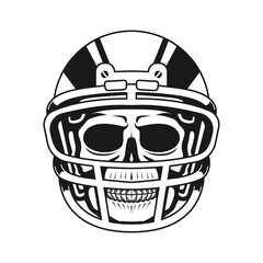 skull wearing american football helmet, vector illustration