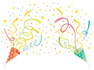 星の模様の赤と緑の2つのパーティークラッカー