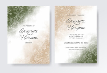 Wedding invitation with abstract splash watercolor