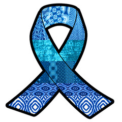 Blue Awareness Retro Ribbon