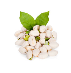 Pistachio in closeup isolated on white background
