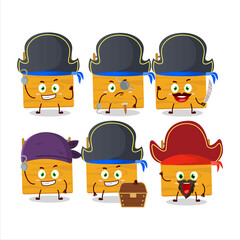 Cartoon character of wooden toolbox with various pirates emoticons