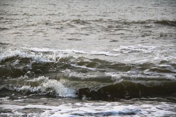nature background of waves with foam