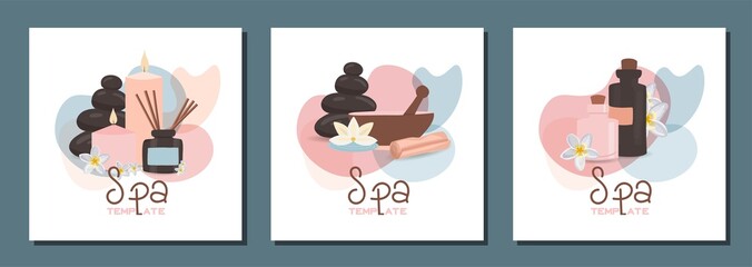 Fototapeta premium Flat banner set of natural cosmetics and herbal perfumery, organic beauty products, eco-friendly shopping elements for face and body care. Flat banner set natural in modern style on white background.