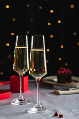 Two glasses of champagne for Valentine's day