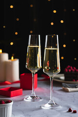 Two glasses of champagne for Valentine's day
