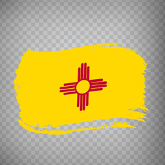 Flag of New Mexico from brush strokes. United States of America.  Flag New Mexico on transparent background for your web site design, app, UI. EPS10.