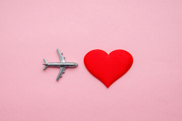 Valentines day red heart . Holidays card with copy space.