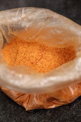Plastic bag with mixture salt and curry
