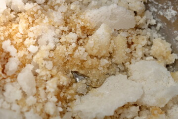 Dry caramelizing crystals of sugar in saucepan