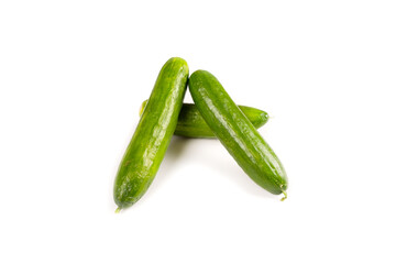 fresh cucumbers on white background.