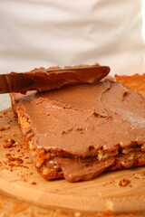 Making Chocolate Hazelnut Meringue Cake