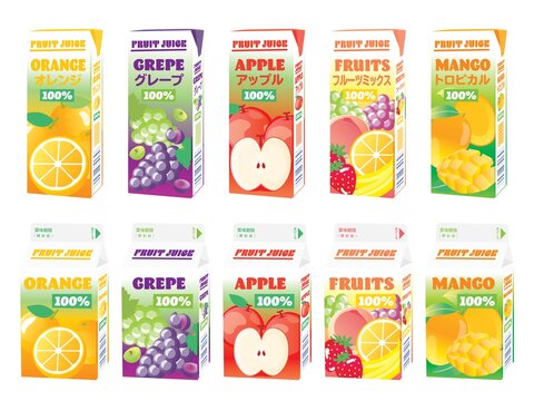 いろんなフルーツジュースのパック　200mlと500mm