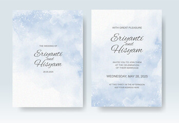 Wedding invitation with abstract splash watercolor