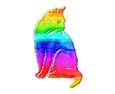 Cat Kitten Pet Animal symbol, LGBT Pride Flag Color illustration