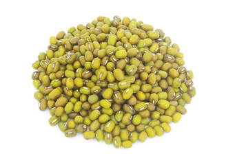 Heap of green beans or mung beans isolated on white background